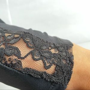 David Lerner Black Lace Tights with Lace Racer Stripe